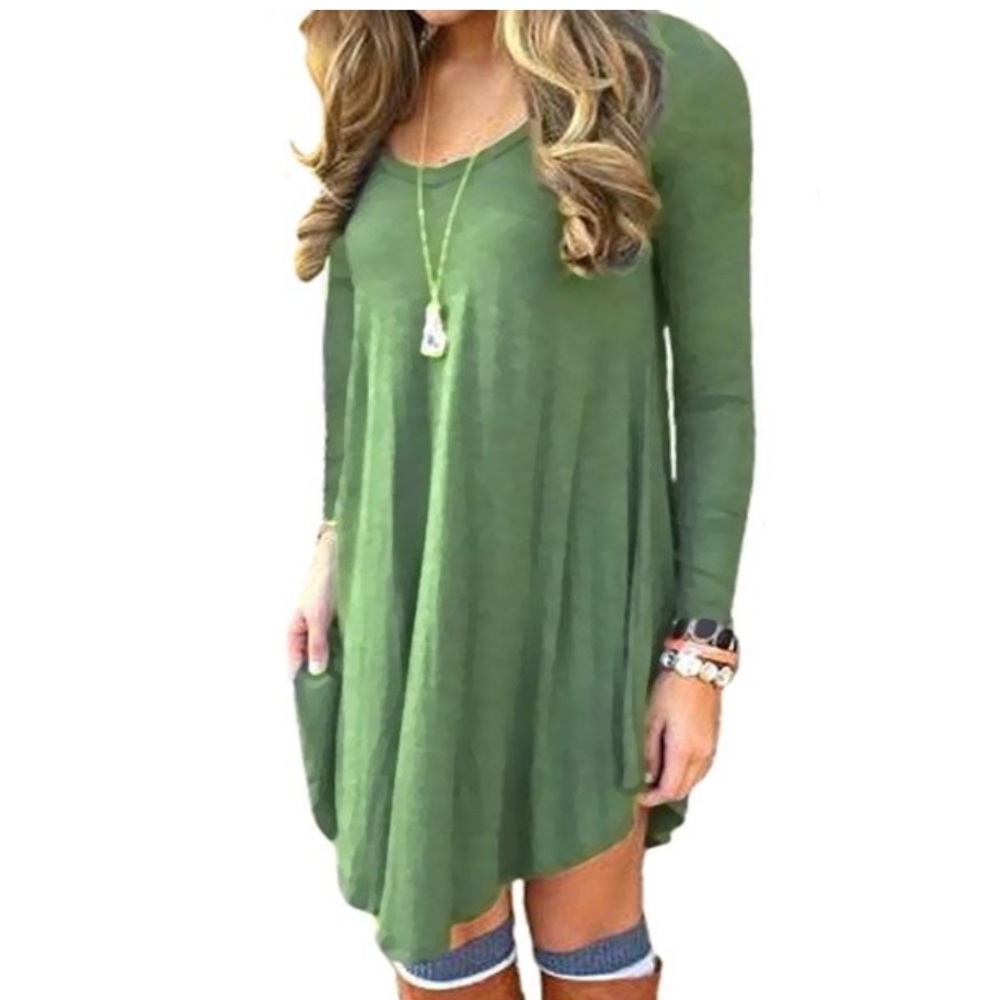 DEARCASE Women's Long Sleeve Casual Loose T-Shirt Dress